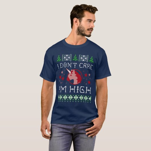 Grappig "Het kan me niet schelen, ik ben high" Een T-shirt (Voorkant volledig)
