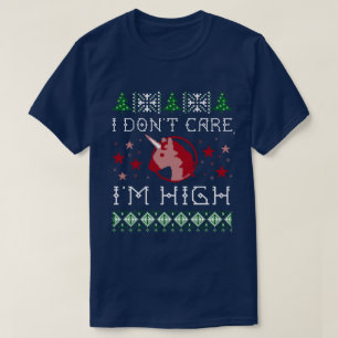Grappig "Het kan me niet schelen, ik ben high" Uni T-shirt