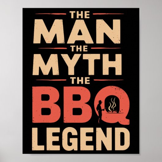 Grappig het Man De mythe De BBQ Legend Vaderdag Poster (Voorkant)