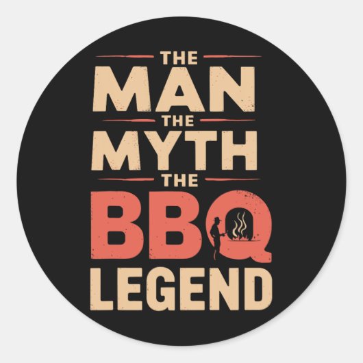 Grappig het Man De mythe De BBQ Legend Vaderdag Ronde Sticker (Voorkant)
