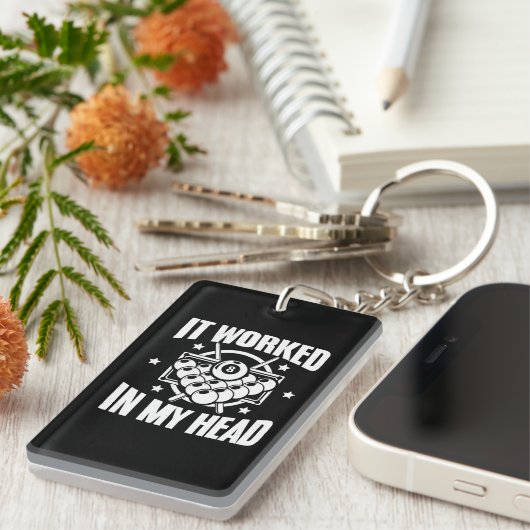 Grappig Het werkte Billiard Pool Spelers Snookers Sleutelhanger (Voorkant Rechts)