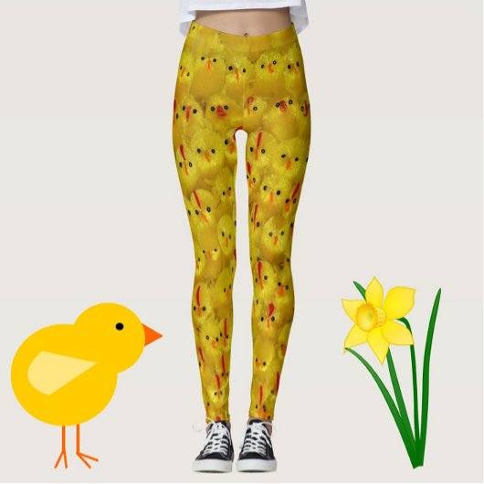 Grappig Hete Kuiken Kippenpoten Geel Pasen Leggings