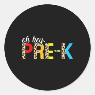 Grappig Hey Pre-k Luipaard Eerste Dag Terug Naar S Ronde Sticker