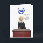 Grappig hier komt de verjaardag van de rechter hon kaart<br><div class="desc">Mozes, het gelukkige lab, als de rechter. U kunt alle tekst aanpassen. U kunt de lettertypen en kleuren van de lettertypen wijzigen. Het juridische symbool is bedankt voor clker.com.</div>