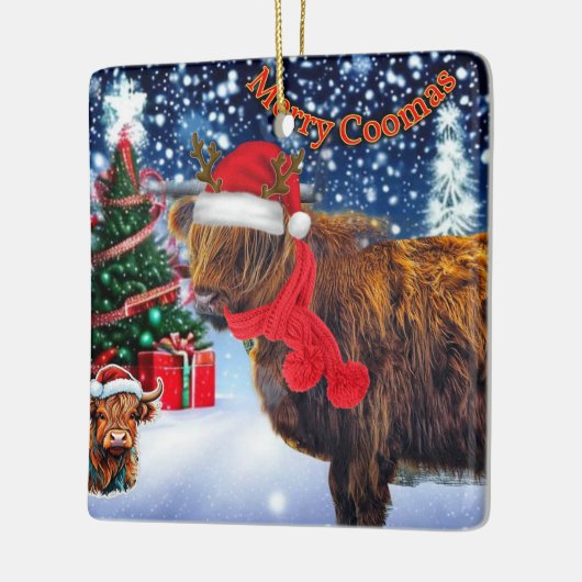Grappig HIghland Koe kerstboom ornament (Links)