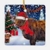 Grappig HIghland Koe kerstboom ornament (Voorkant)
