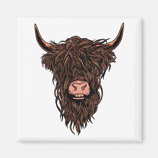 Grappig Highland Koeienhoofd Magneet (Voorkant)