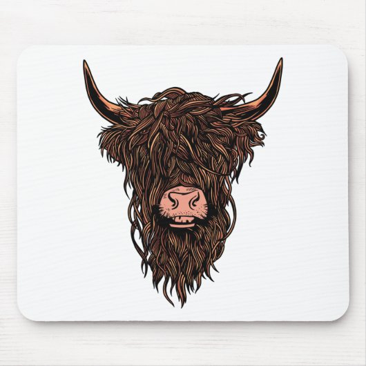 Grappig Highland Koeienhoofd Muismat (Voorkant)