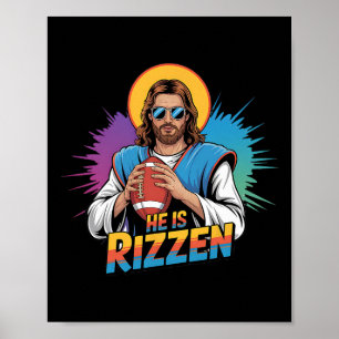 Grappig Hij Is Rizzen Jezus T-shirt Voetbal Jongen Poster