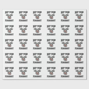 Grappig Hip Hop Koe Vintage Gravure Shirt Ontwerp_ Cadeaupapier