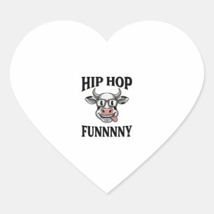 Grappig Hip Hop Koe Vintage Gravure Shirt Ontwerp_ Hart Sticker