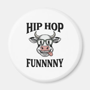 Grappig Hip Hop Koe Vintage Gravure Shirt Ontwerp_ Magneet