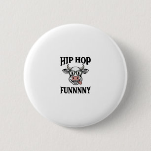 Grappig Hip Hop Koe Vintage Gravure Shirt Ontwerp_ Ronde Button 5,7 Cm