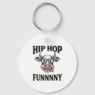 Grappig Hip Hop Koe Vintage Gravure Shirt Ontwerp_ Sleutelhanger