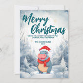 Grappig HIPPO Vrolijk Kerstboom sneeuw Vakantie fe Feestdagenkaart (Voorkant)