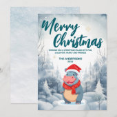 Grappig HIPPO Vrolijk Kerstboom sneeuw Vakantie fe Feestdagenkaart (Voorkant / Achterkant)