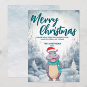 Grappig HIPPO Vrolijk Kerstboom sneeuw Vakantie fe Feestdagenkaart (Voorkant / Achterkant)