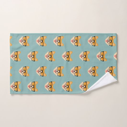 Grappig Hipster Corgi Patroon Bad Handdoek (Handdoek)