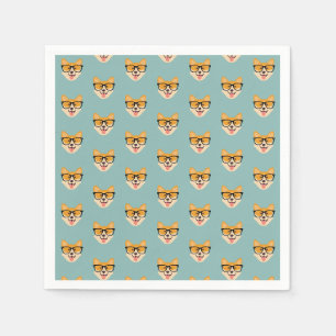 Grappig Hipster Corgi Patroon Servet