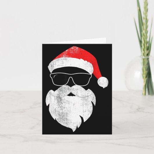 Grappig Hipster Kerstman Gezicht Met Hoed Baard &a Kaart (Voorkant)