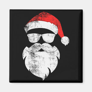 Grappig Hipster Kerstman Gezicht Met Hoed Baard &a Magneet