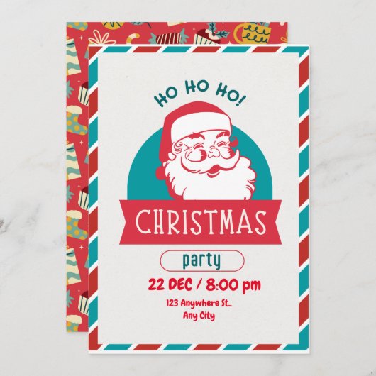 Grappig Ho Ho Heilige Retro Kerstman Gezicht Kerst Kaart (Voorkant / Achterkant)