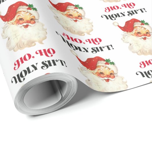 Grappig Ho Ho Ho Heilige Retro Santa Gezicht Kerst Cadeaupapier (Rol Hoek)