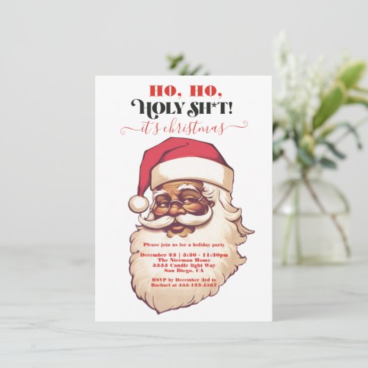 Grappig Ho Ho Ho Ho Heilige Afro-Amerikaanse Kerst Kaart (Staand voorkant)