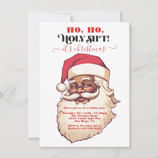 Grappig Ho Ho Ho Ho Heilige Afro-Amerikaanse Kerst Kaart (Voorkant)