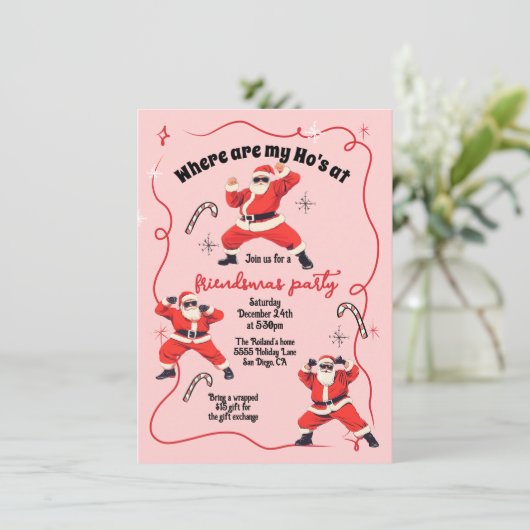 Grappig Ho Ho Ho Ho's Vriendjes Volwassen Kerstfee Kaart (Staand voorkant)