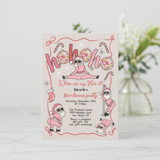 Grappig Ho Ho Ho Ho's Vriendjes Volwassen Kerstfee Kaart (Staand voorkant)