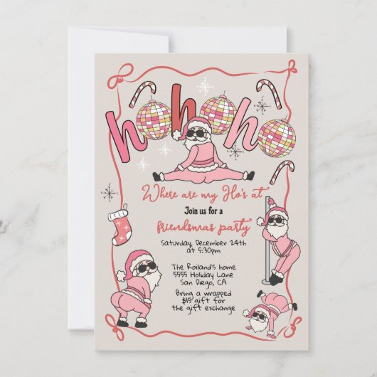 Grappig Ho Ho Ho Ho's Vriendjes Volwassen Kerstfee Kaart (Voorkant)