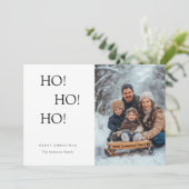 Grappig Ho Ho Ho Kerst Familiefoto Feestdagenkaart (Staand voorkant)