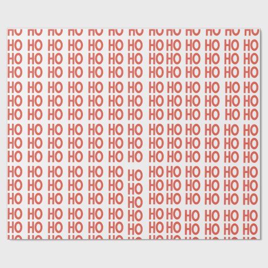 Grappig Ho Ho Ho Kerstmis Sinterklaas tekst rood Cadeaupapier (Vlak)