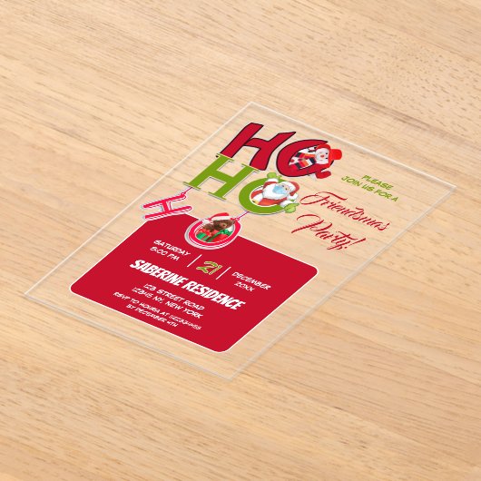 Grappig HO HO HO Retro Kerstfeest Uitnodiging (Laagn)