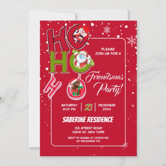 Grappig HO HO HO Retro Kerstfeest Uitnodiging (Voorkant)