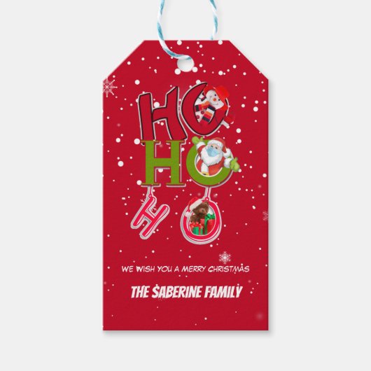 Grappig HO HO HO Retro Kerstvakantie Cadeaulabel (Voorkant)