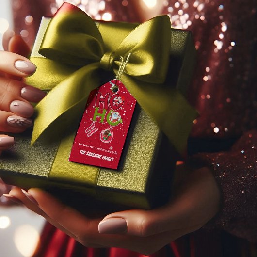 Grappig HO HO HO Retro Kerstvakantie Cadeaulabel