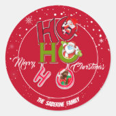 Grappig HO HO HO Retro Kerstvakantie Ronde Sticker (Voorkant)