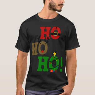 Grappig Ho Ho Ho Santa Belly Rendier Kerstboom T-shirt