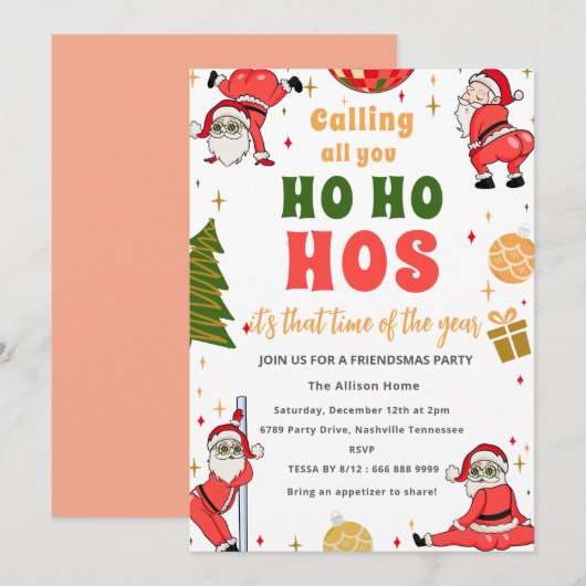 Grappig Ho Ho Ho Vriendjes Kerstfeest Kaart (Voorkant / Achterkant)