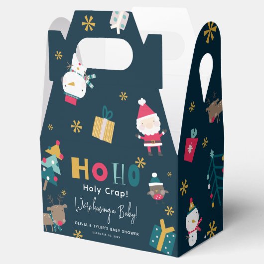 Grappig 'Ho Ho Holy Crap' Kerst Baby shower Bedankdoosjes (Geopend)