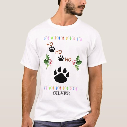 Grappig HO HO PAW Kerstmis Familie T-shirt (Voorkant)