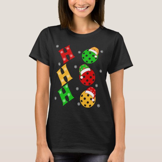 Grappig Ho Ho Pickleball Kerstmis T-shirt (Voorkant)