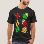 Grappig Ho Ho Pickleball Kerstmis T-shirt (Voorkant)
