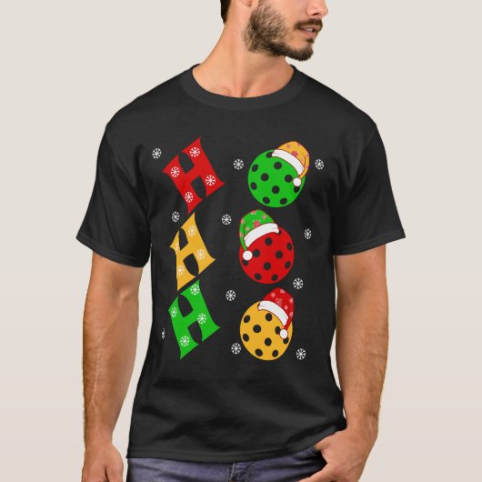Grappig Ho Ho Pickleball Kerstmis T-shirt (Voorkant)