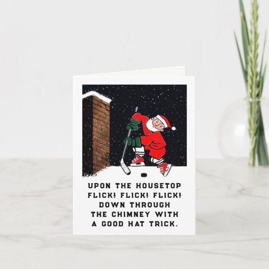 Grappig Hockey Kerstmis Feestdagen Kaart (Voorkant)
