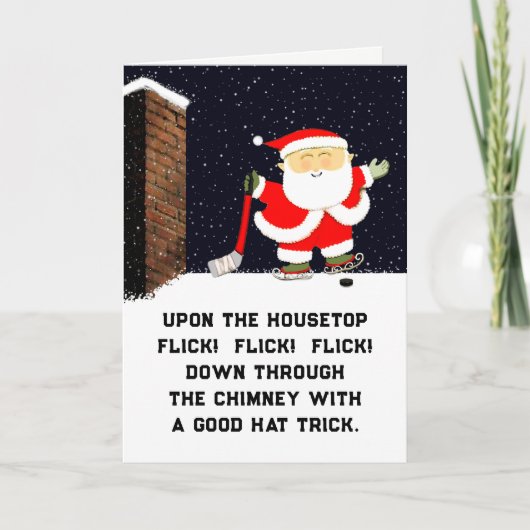 Grappig Hockey Kerstmis Feestdagen Kaart (Voorkant)