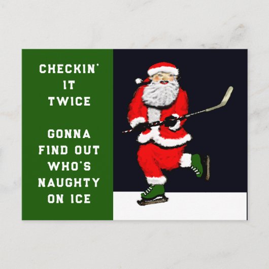 Grappig Hockey Kerstmis Feestdagenkaart (Voorkant)