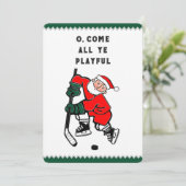 Grappig Hockey Kerstmis Feestdagenkaart (Staand voorkant)